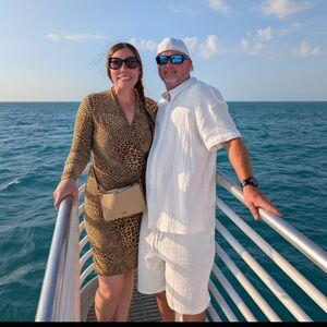 Norma Kamali animal print dress long sleeved v neck ruched size small stretchy